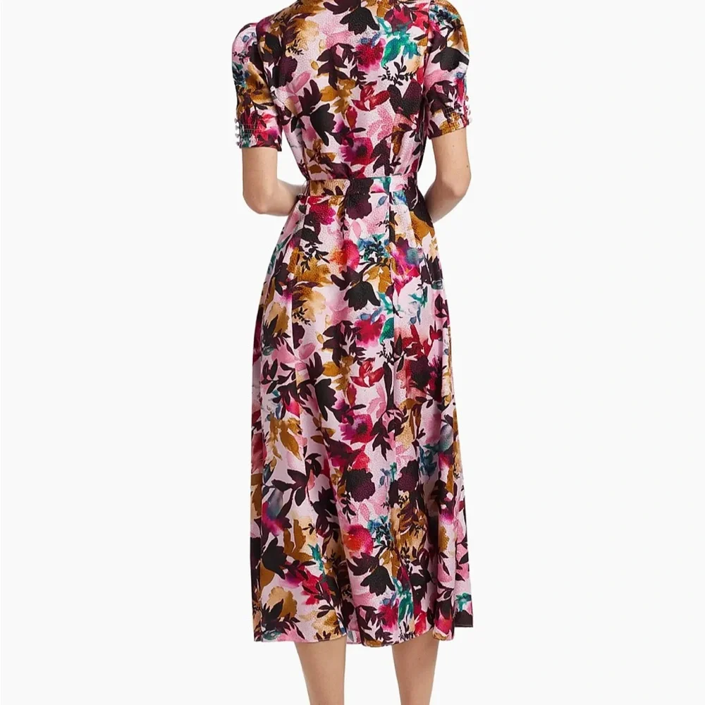 Saloni Vanessa Floral Silk Tie-Waist Shirtdress 4 NWT - Picture 8 of 10